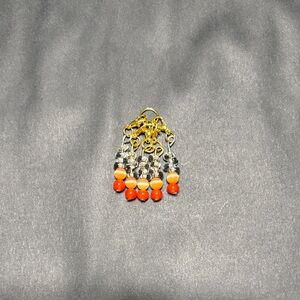 Elegant Gold and Orange Beaded stitch markers (5 piece set)
